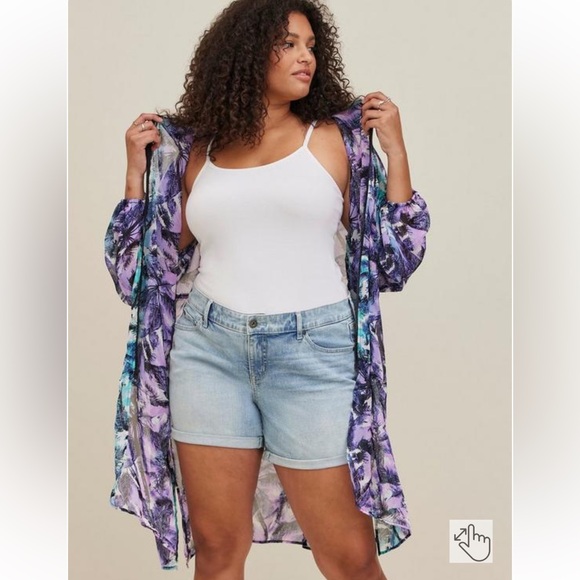 Torrid Midi Chiffon Hooded Kimono - Picture 3 of 5